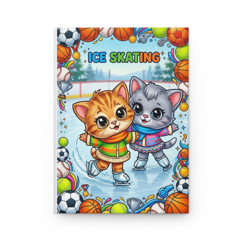 Kids Sports Journal — Ice Skating & Diving Cute Cat Hardcover Notebook