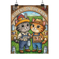 Kittens on the Farm Poster — Cute Matte Vertical Cat Farm Print