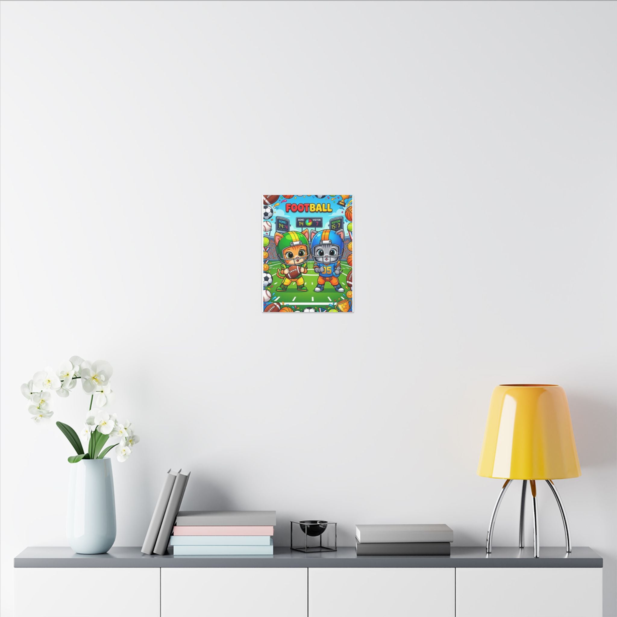 Kids Football Canvas Art — Cute Cartoon Players Sports Wall Decor
