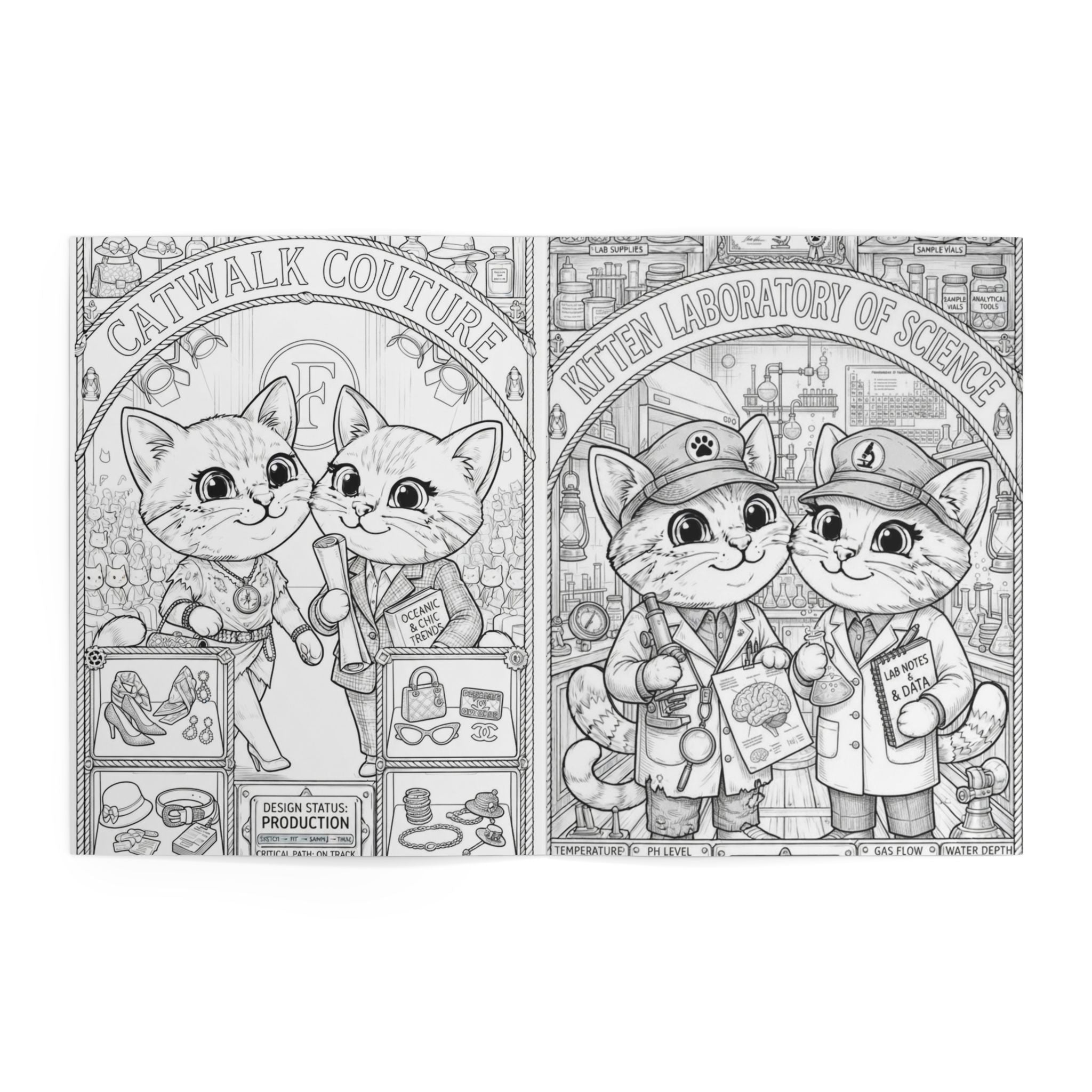 Kittens at Work Coloring Book — Pilot Cats Flight Logs Coloring Book for Kids & Adults