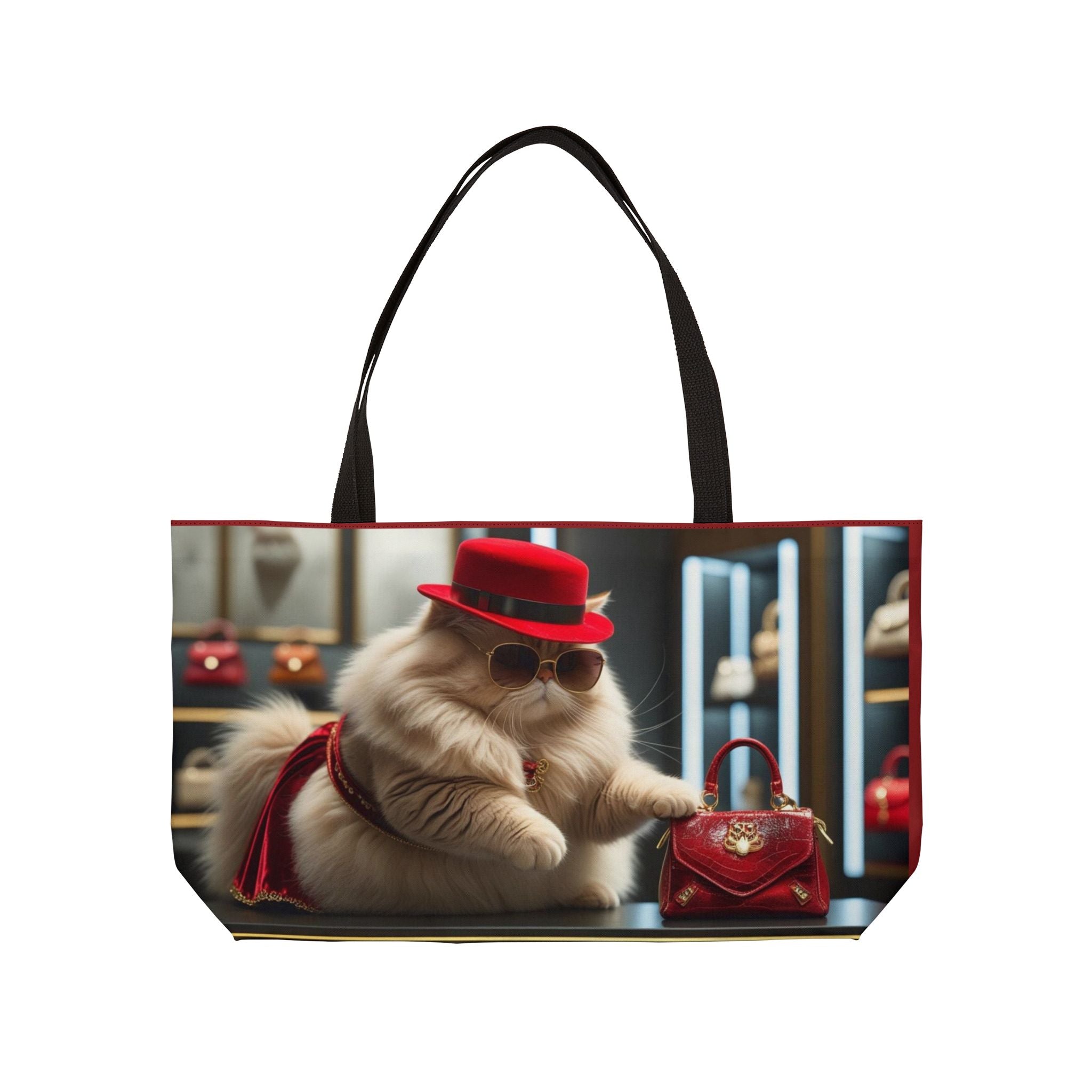 Chic Cat Weekender Tote — Luxury Fashionista Cat Print Travel Bag