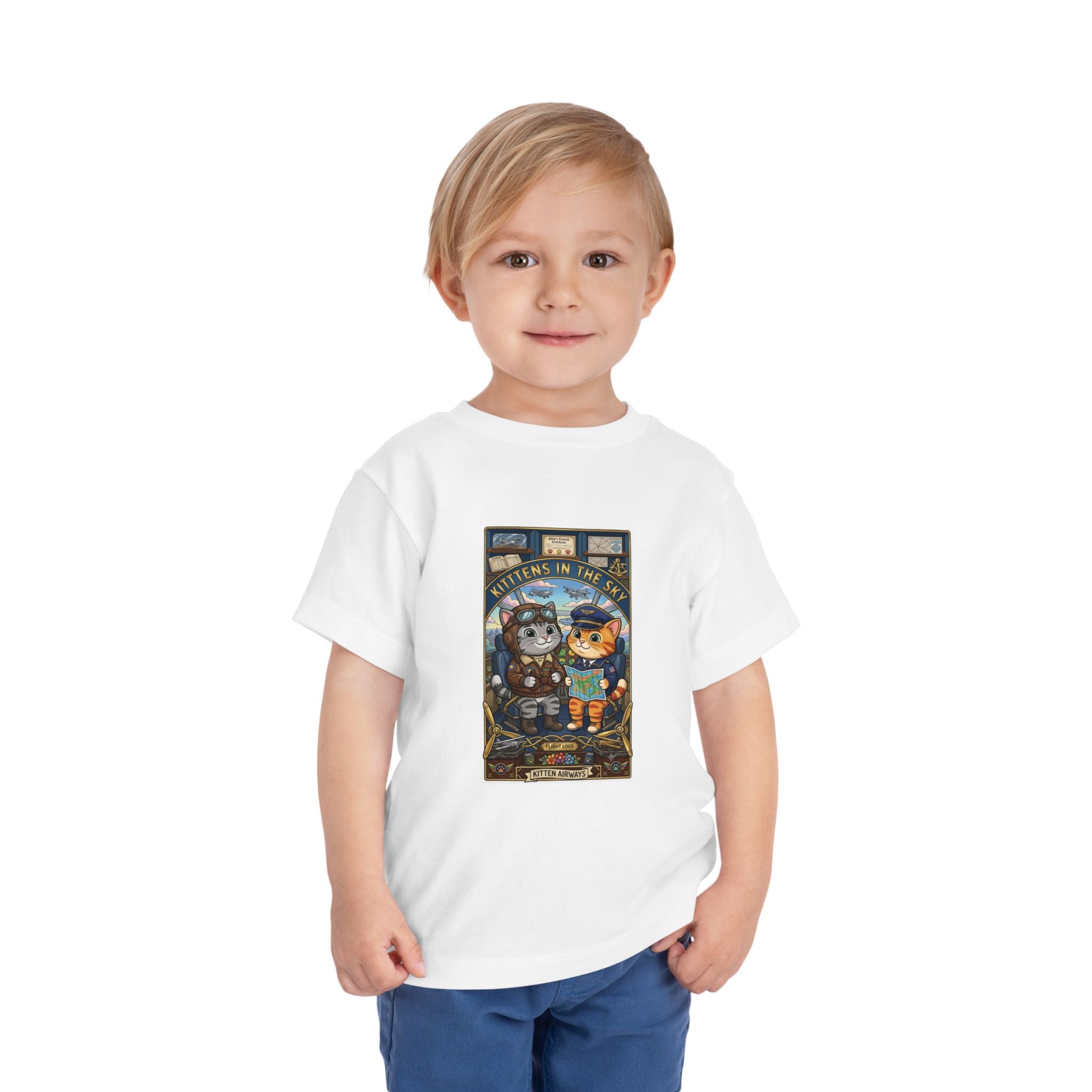 Toddler Tee — Cute Astronaut Cat & Bear Space Adventure Graphic
