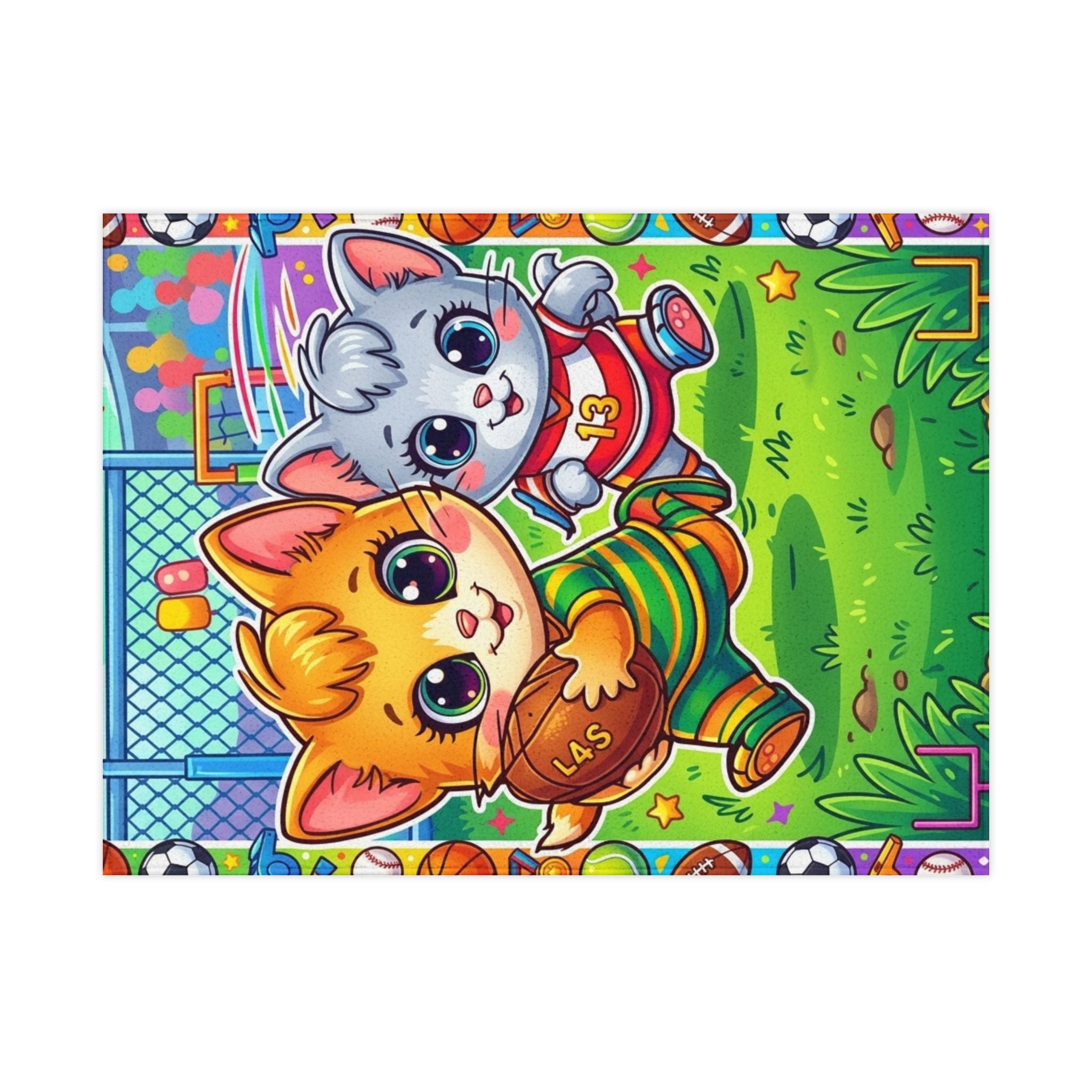 Cute Kittens Sports Toddler Blanket — Cozy Playtime & Nap Throw for Kids