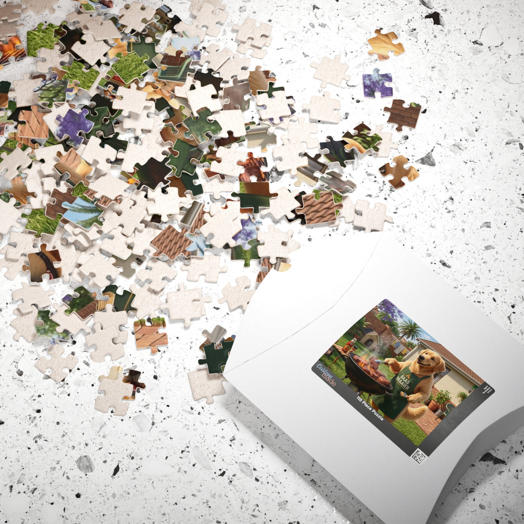 Golden Retriever BBQ Jigsaw Puzzle — 'Baas Braaier' Grilling Dog Puzzle (110–1014 pcs)