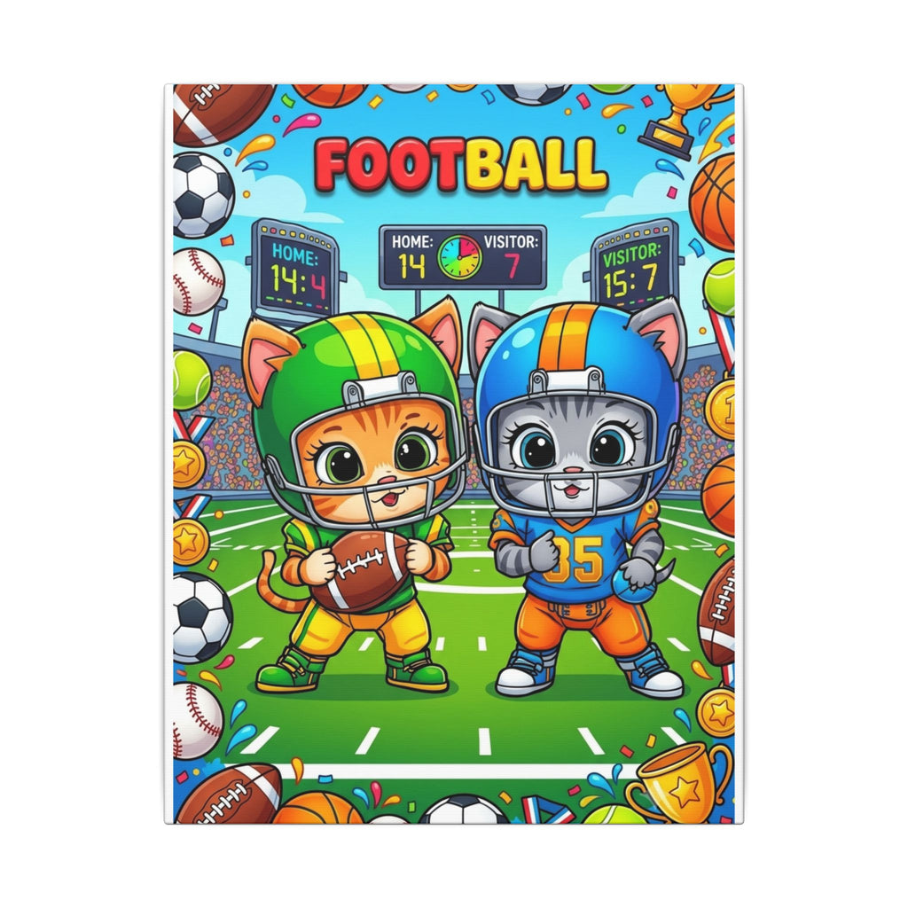 Kids Football Canvas Art — Cute Cartoon Players Sports Wall Decor