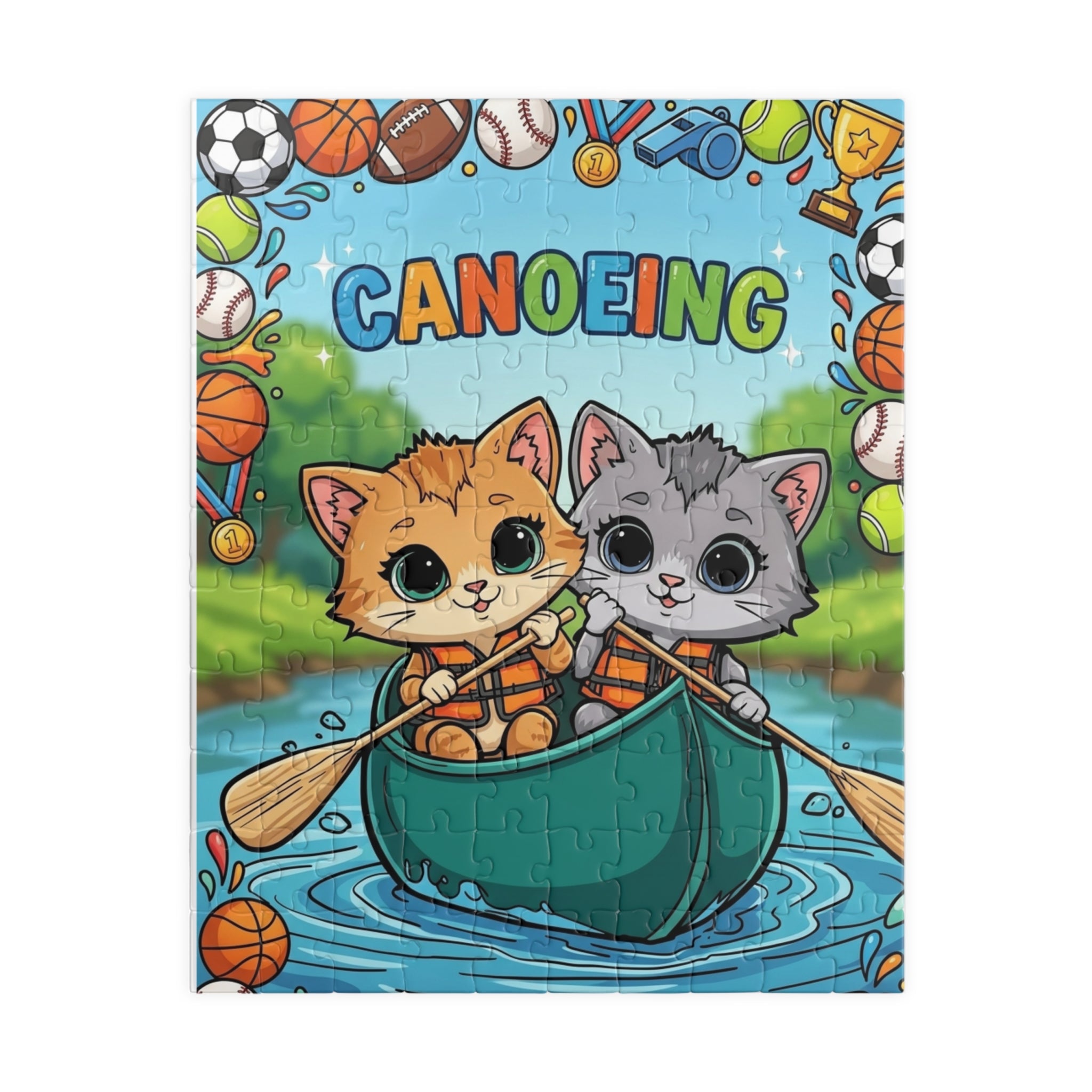 Canoeing Kittens Puzzle — Cute Cat Canoe Jigsaw (110/252/520/1014 pcs)