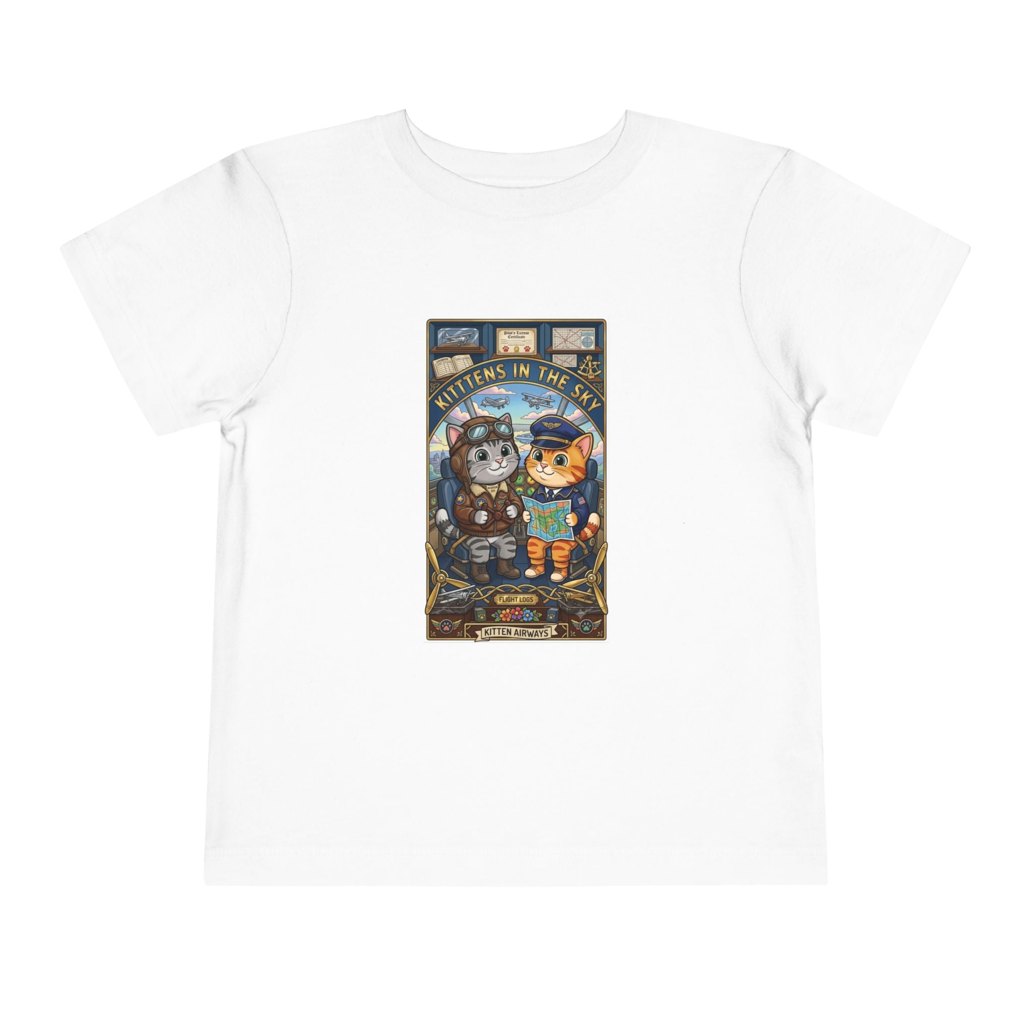Toddler Tee — Cute Astronaut Cat & Bear Space Adventure Graphic