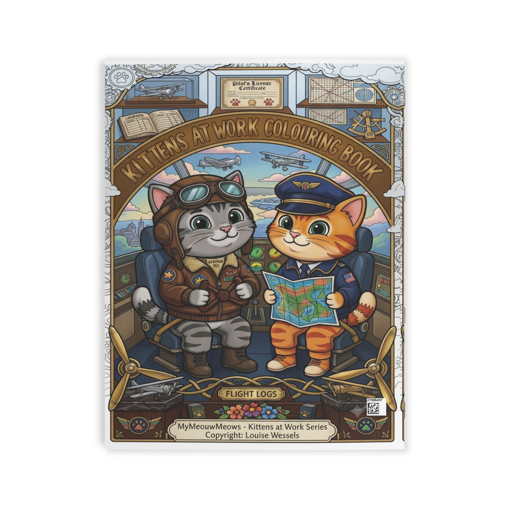 Kittens at Work Coloring Book — Pilot Cats Flight Logs Coloring Book for Kids & Adults