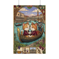 Venetian Cats Rolled Poster — Romantic Gondola Cat Art Print