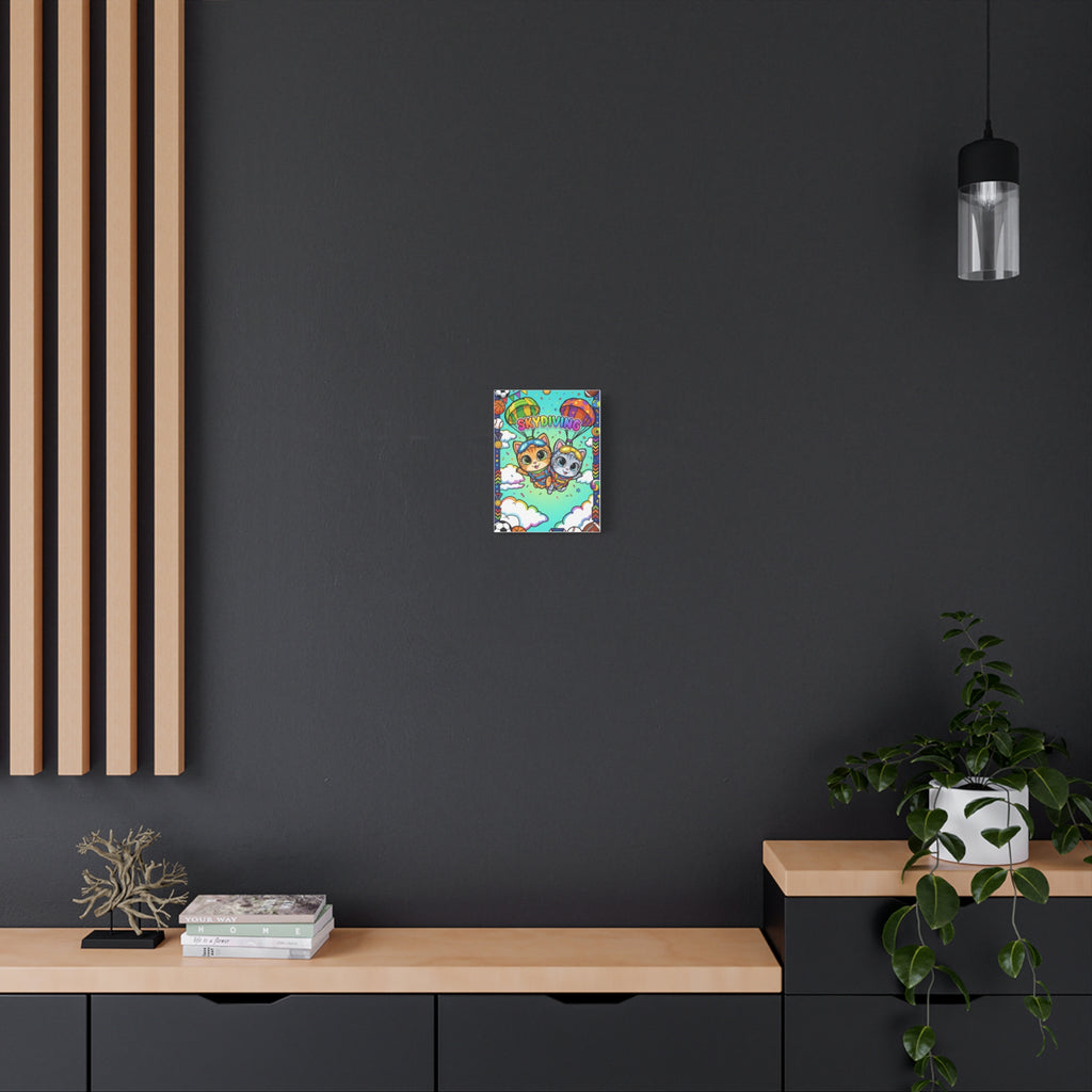 Skydiving Kittens Canvas Art — Cute Cat Adventure Wall Decor