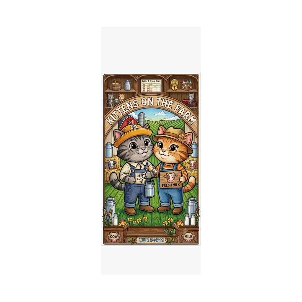 Kittens on the Farm Poster — Cute Matte Vertical Cat Farm Print