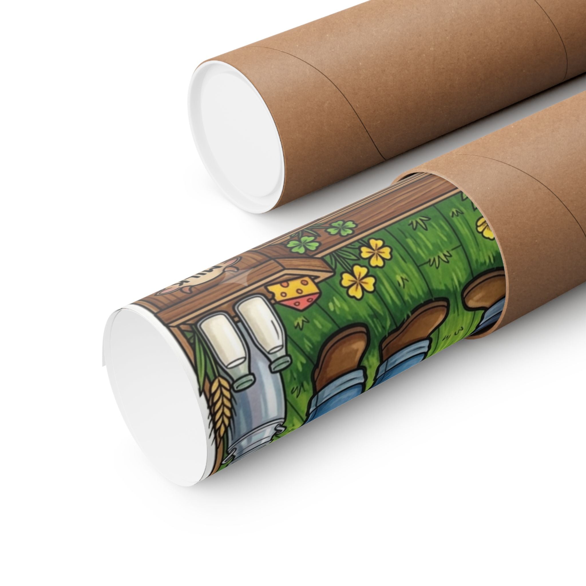 Kittens on the Farm Poster — Cute Matte Vertical Cat Farm Print